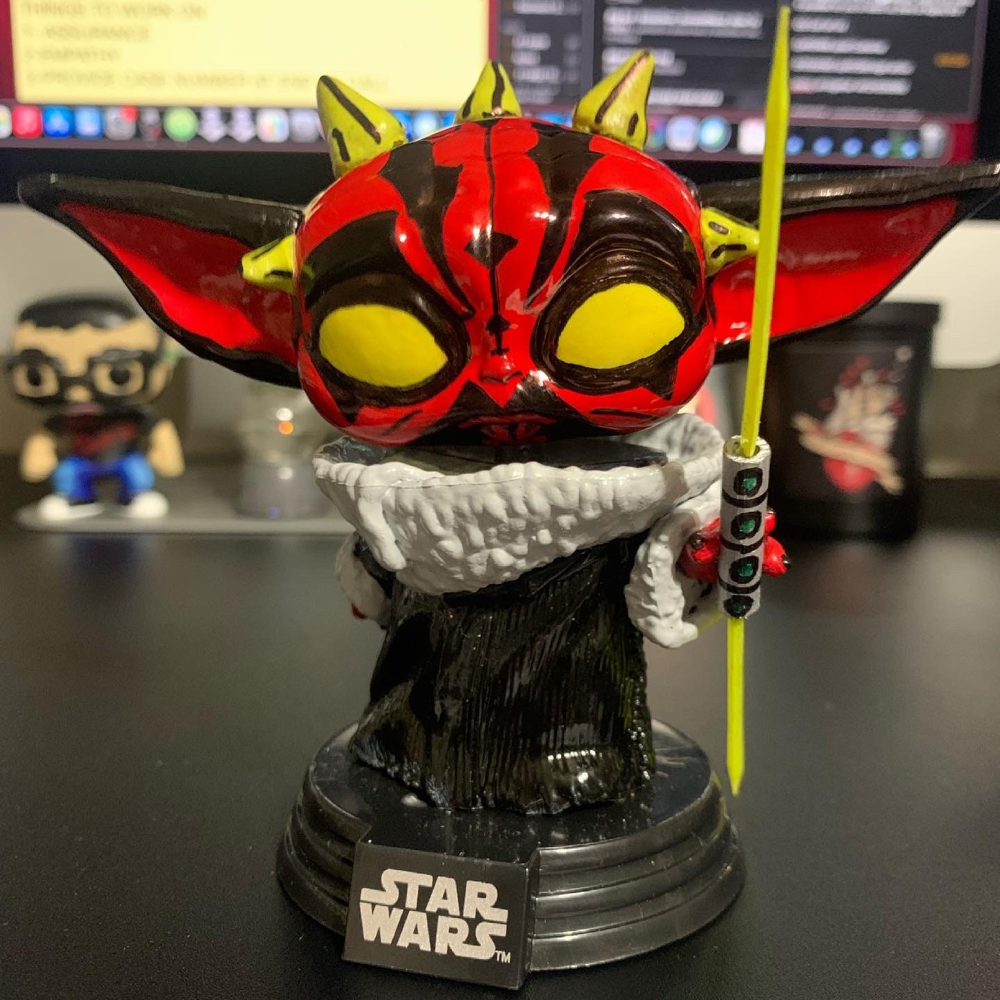 Glow in the dark Darth Grogu Custom Funko pop Etsy