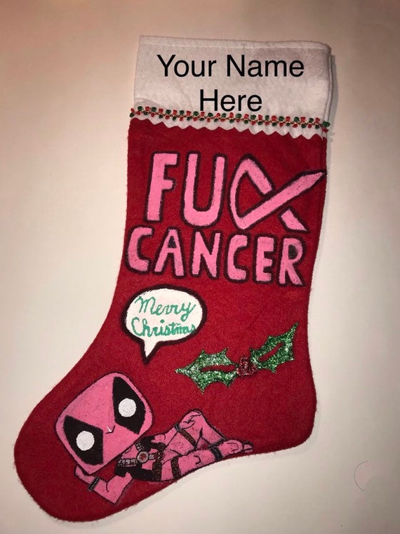 Pink Suit Deadpool Fuck Cancer Edition Personalized Christmas Stocking