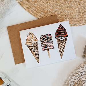 Ice Cream Social Card, Summer Greeting Card, Ice cream, Waffle Cone, Paper Goods, Greeting Cards