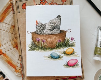 Chicken in a Basket Easter Greeting Card