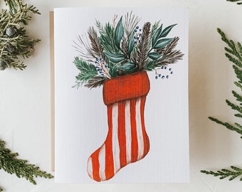 Christmas Stocking Card, Christmas Greeting card, Holiday Card, Holiday, Greeting Card