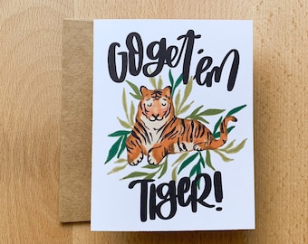 Go Get 'em Tiger Card, Encouragement Cards, Graduation Card, Paper Goods, Greeting Cards