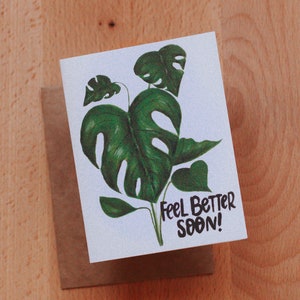 Feel Better Soon Greeting Card, Get Well Card, Plant Lady Card, Plant Greeting card, Plant Illustration, Greeting Card, Paper