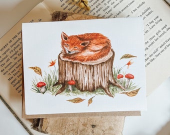 Sleepy Fall Fox Greeting Card