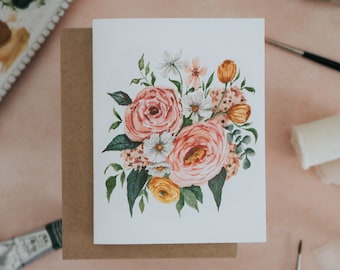 Peony Bouquet Greeting Card