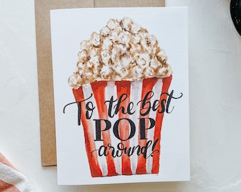 Al miglior biglietto pop felice per la festa del papà, papà, biglietto di auguri per la festa del papà, biglietto di auguri popcorn, biglietto di auguri, carta, festa del papà