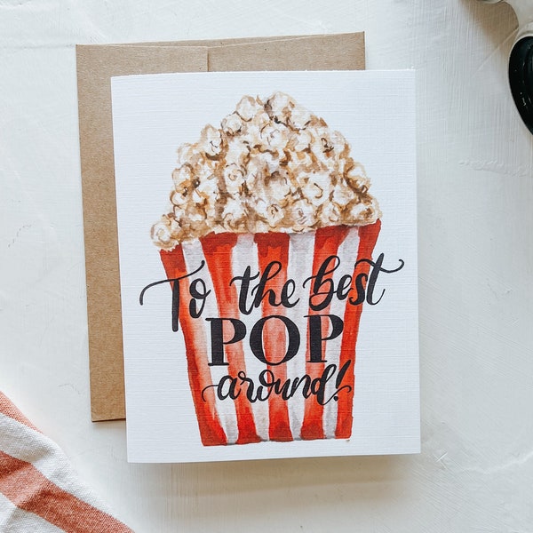 To The Best Pop Happy Father's Day Card, Dad,  Father's Day Greeting Card, Popcorn Father's Day Card, Greeting Card, Paper, Fathers Day