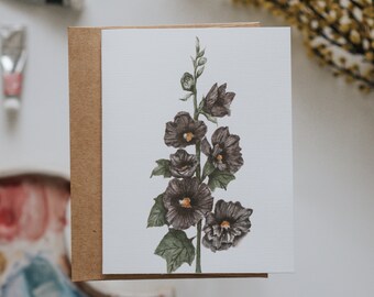 Black Hollyhock Greeting Card