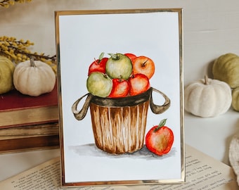 Apple Basket Watercolor Print