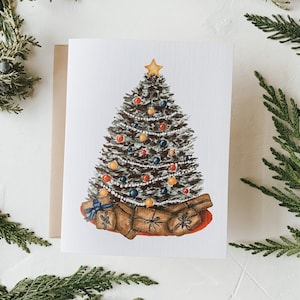 Tarjeta clásica del árbol de Navidad, tarjeta de felicitación de Navidad, tarjeta de vacaciones, Navidad clásica, vacaciones, tarjeta de felicitación