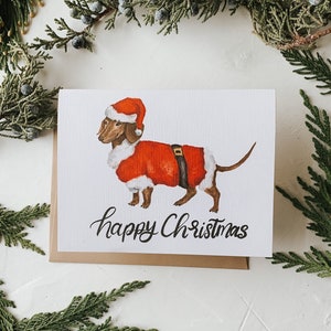 Happy Christmas Dachshund Card, Dachshund Card, Christmas Dog, Holiday Card, Holiday, Greeting Card