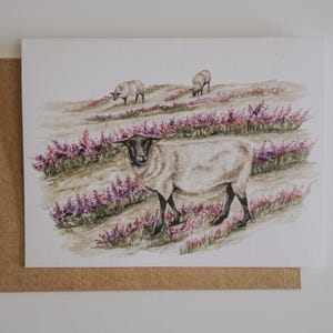 Schaf in der Blumenwiese Grußkarte, Osterkarte, Schaf, Frühlingskarte, Grußkarte, Papier