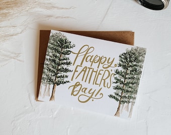 Watercolor Pine Trees Happy Father's Day Card, Dad,  Father's Day Greeting Card, Tree Father's Day Card, Greeting Card, Paper, Fathers Day