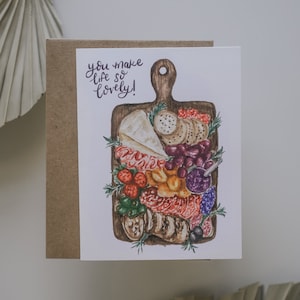 Tarjeta de felicitación del tablero de charcutería, Ilustración de charcutería, Acuarela de charcutería, Tarjeta de todos los días, Tarjetas de felicitación, Papel