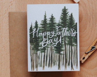 Forest Happy Father's Day Card, Dad, Father's Day Greeting Card, Forest Father's Day Card, Watercolor Tree Card, Greeting Card, Paper