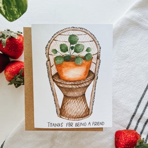 Gracias por ser un amigo Tarjeta de felicitación, Tarjeta de felicitación de la planta, Tarjeta de amistad, Soporte de la planta de ratán, Artículos de papel, Tarjetas de felicitación