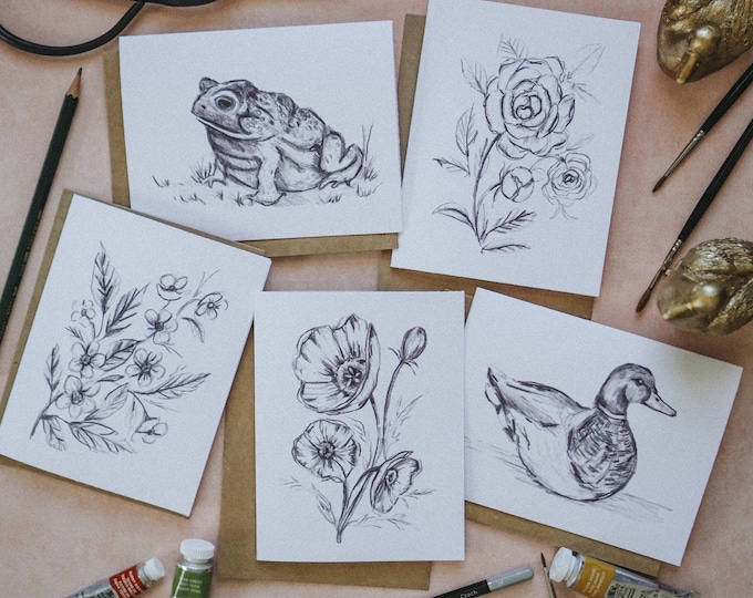 Featured listing image: Sketchy Spring Bundle Greeting Cards
