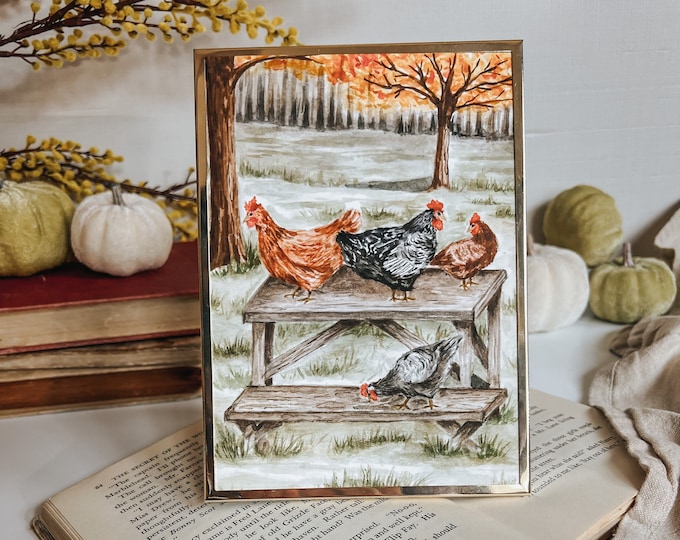 Featured listing image: Chickens on a Picnic Print