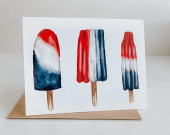 Red White and Blue Popsicle Greeting Card