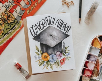 Floral Grad Cap Graduation Card