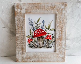 Mushroom Florals Watercolor Art Print