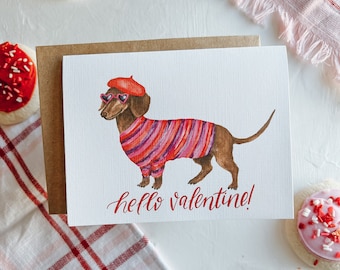 Dachshund Valentine Card