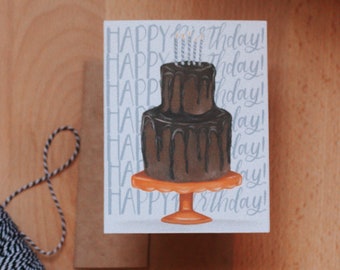 Chocolate Cake Birthday Card, Cake Greeting Card, Birthday Card, Chocolate Cake Card, Paper Goods, Greeting Cards