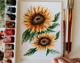 Sunflower Watercolor Print