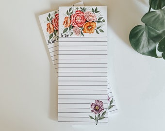 Colorful Bouquet Notepad, Floral Notepad, Watercolor Bouquet, Magnet Kitchen Notepad, Stationary, Grocery List, Notepad