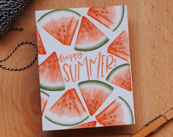 Happy Summer Watermelon Card, Summer Greeting Card, Watermelon Card, Everyday Card, Paper Goods, Greeting Cards, Summer, Watermelon