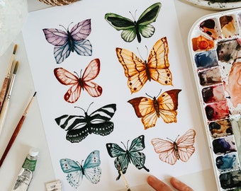 Butterfly Watercolor Art Print, Butterfly Illustration, Butterfly Decor, Watercolor, Butterfly Art Print