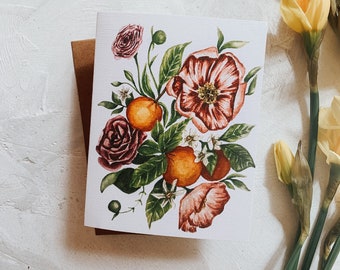 Citrus Floral Bouquet Greeting Card