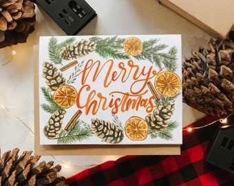 Merry Christmas Card, Christmas Greeting card, Holiday Card, Classic Christmas, Holiday Greeting Card
