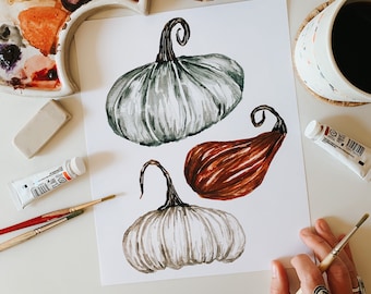 Colorful Pumpkins Watercolor