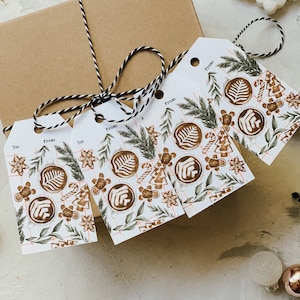 Christmas Cookies and Lattes Gift Tags, Gingerbread Man, Present Gift Tags, Festive Gift Tags, Holiday Gift Wrap, Christmas Tags