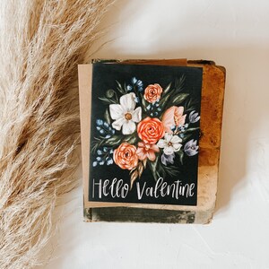 Hola San Valentín Tarjeta Floral, San Valentín Floral, Tarjeta de Felicitación, Papel, Día de San Valentín