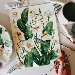 Cactus Wildflowers Print, Cactus Floral Painting, Botanical Home Decor, Cactus Wall Art, Floral Decor, Boho Decor, Cactus, Art Print