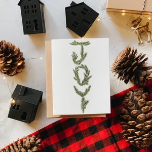 Tarjeta de alegría de Pine Branch, tarjeta de felicitación de Navidad, tarjeta de vacaciones, Navidad simple, tarjeta de felicitación navideña