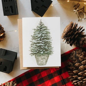 Snowy Tree in a Bucket Holiday Card, Christmas Greeting card, Holiday Card, Christmas Tree, Holiday Greeting Card image 4