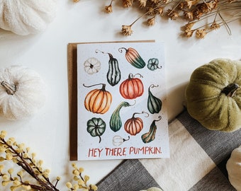 Hey There Pumpkin Greeting Card, Pumpkin Card, Fall Greeting Card, Autumn, Fall Things, Pumpkins, Greeting Card