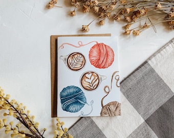 Yarn and Coffee Greeting Card