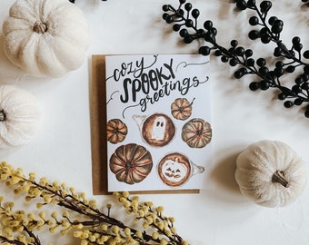 Halloween Latte Spooky Greetings Card