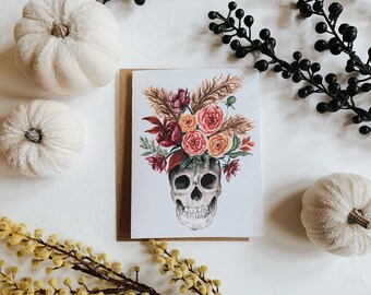 Skull Bouquet Floral Greeting Card