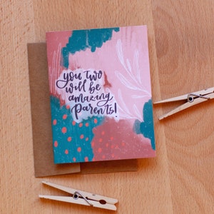 You two will be Amazing Parents Card, Baby Card, Baby Shower, New Parents, Adoption Card