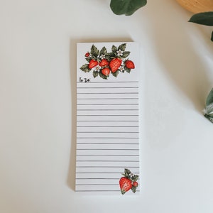 Strawberry Bunch Notepad, Strawberry Notepad, Magnet Kitchen Notepad, Stationary, Grocery List, Notepad image 4