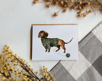 Weenie Dog Sweater Card