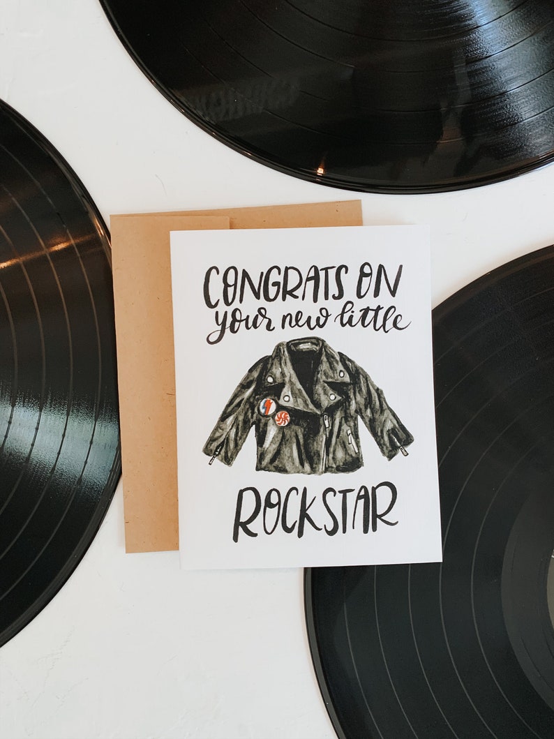 New Baby Rockstar Card, Baby Greeting Card, New Parents Card, Baby Shower Card, Rockstar Shower, Greeting Cards, Paper image 1