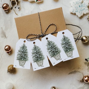 Snowy Christmas Tree Gift Tags, Rustic Christmas Tags, Present Gift Tags, Festive Gift Tags, Holiday Gift Wrap image 4