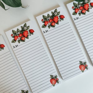 Strawberry Bunch Notepad, Strawberry Notepad, Magnet Kitchen Notepad, Stationary, Grocery List, Notepad image 5