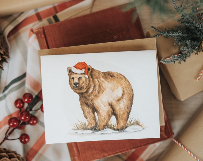 Featured listing image: Santa Hat Bear Card